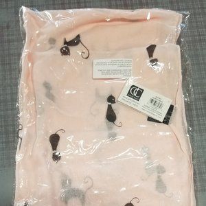 Black Cat Pink Scarf NIP